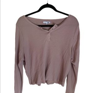 Fashion Nova Mauve Cropped Button-up Top; Size 1X